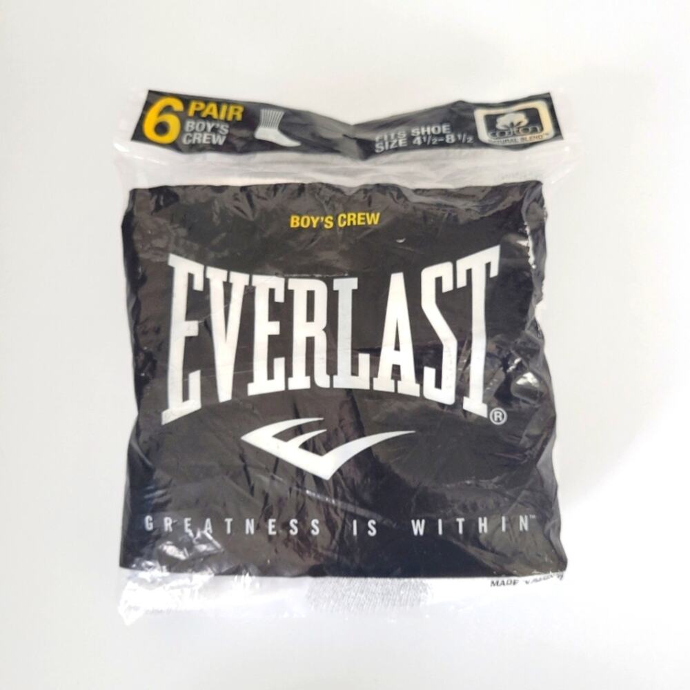 Everlast Boy's crew socks pkg of 6 white